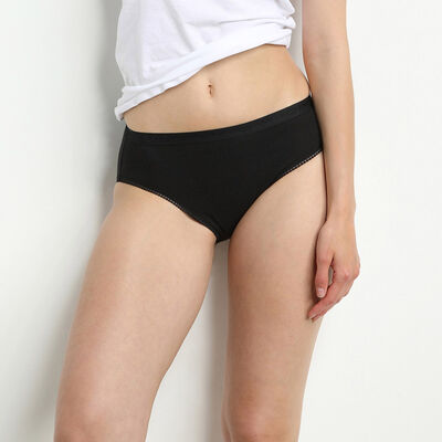 Pack of 2 pairs of Pur Coton midi knickers in black, , DIM