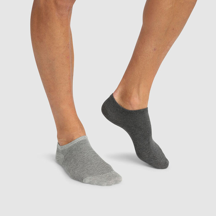 Pack de 2 pares de calcetines bajos estampado cabra gris Coton Style, , DIM