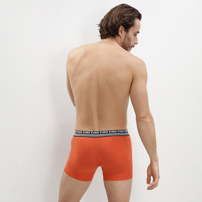 Stay and Fit Pack of 2 men's blue- orange stretch cotton boxers, , DIM