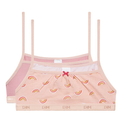 2er-Pack rosa Mädchen-Bustiers mit Regenbogenmotiv - Pockets, , DIM