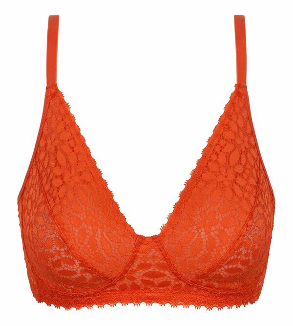 Wireless floral lace bra in flame-red Daily Dentelle