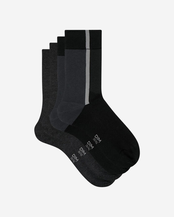 Pack of 2 pairs of colorblock men's socks Black Cotton Style, , DIM