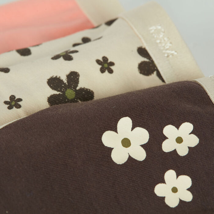 Pack de 3 bragas de niña en algodón elástico a flores Regaliz Les Pockets, , DIM