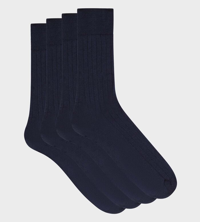 Pack of 2 pairs of men's socks in cotton Navy blue in Scottish thread Dim, , DIM