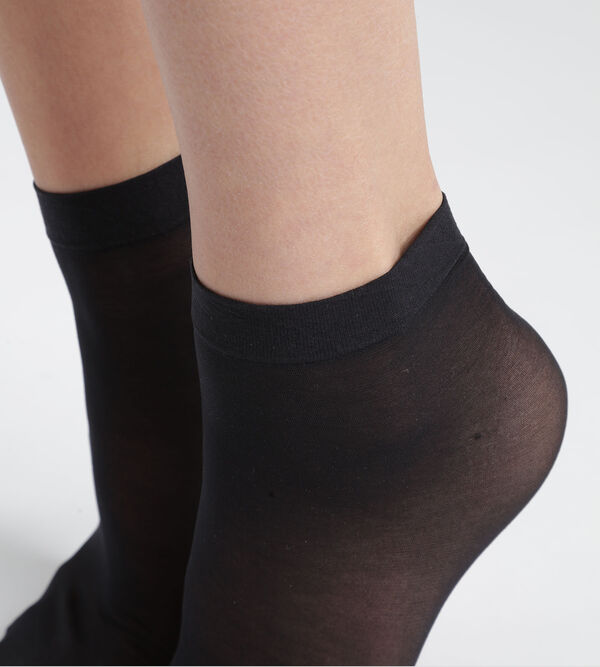 Pack of 2 pairs of Black semi-opaque recycled yarn socks Dim Good