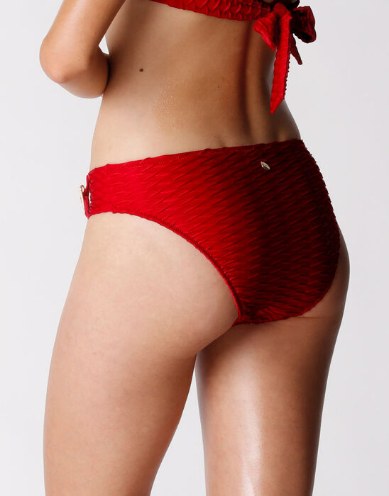 Braga de traje de baño de microfibra roja en relieve para mujer, , DIM
