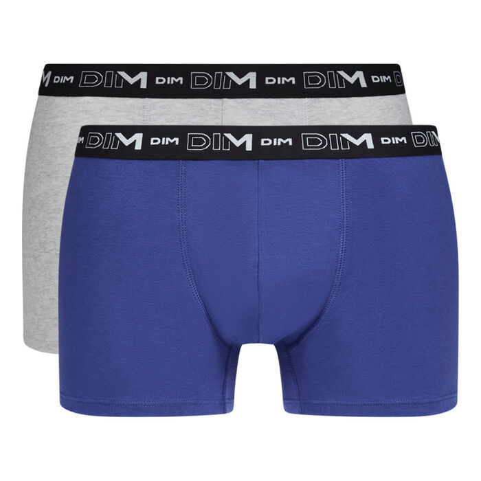 2er-Pack Boxershorts aus Stretch-Baumwolle kobaltblau/hellgrau, , DIM