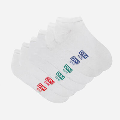 Pack of 3 pairs of white cotton trainer socks for men, , DIM