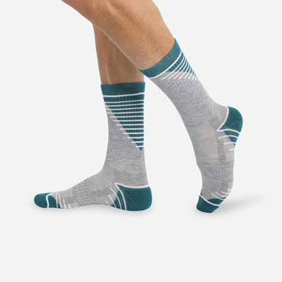 2 pack medium impact green and mottled grey men's socks - Dim Sport, , DIM