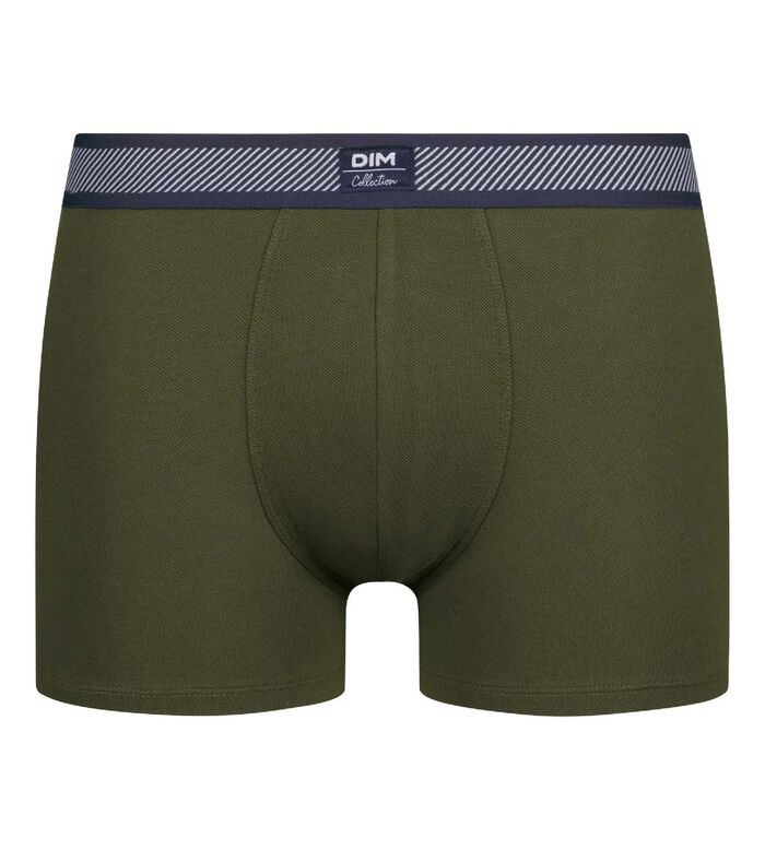 Dim Smart Olive  Men's boxer shorts in cotton modal with striped waistband, , DIM