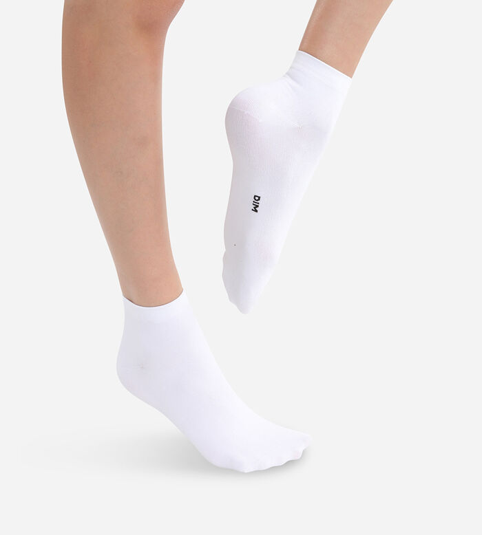 Pack de 2 pares de calcetines bajos blancos segunda piel para mujer, , DIM
