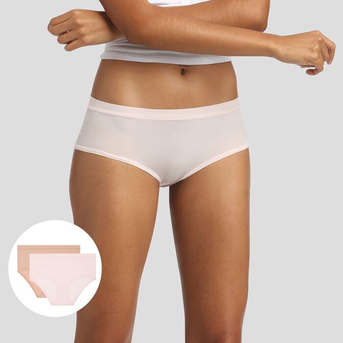 2er-Pack beige/rosane unsichtbare Damenshortys - Body Mouv, , DIM