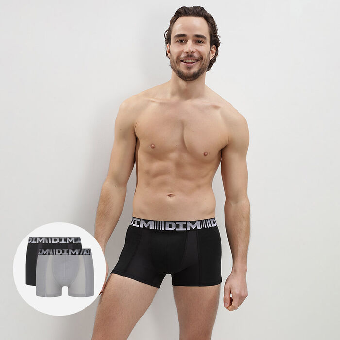 3D Flex Air Pack of 2 men's black-pearl grey anti-perspirant boxers, , DIM