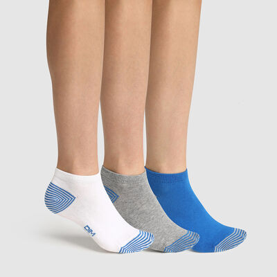 Pack of  3 pairs of mix and match children's socks Blue Cotton Style, , DIM