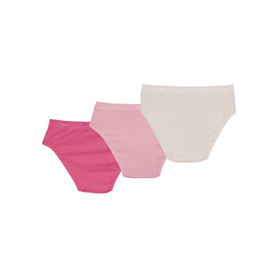 3er-Pack Mädchenslips mit Logobund rosa/pink/perlmutt - Pockets, , DIM