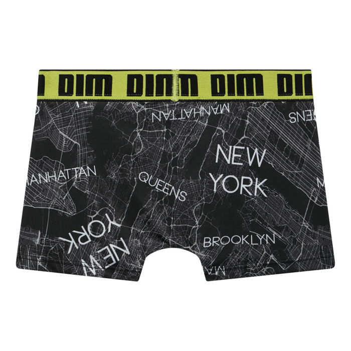 Black Dim Micro Boy's boxer brief in microfiber with New York prints, , DIM
