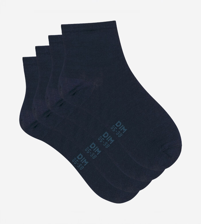 2er-Pack kurze marineblaue Damensocken aus veredelter Baumwolle, , DIM