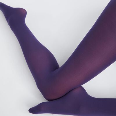Violette blickdichte Strumpfhose in Velouroptik 50D - DIM Style, , DIM