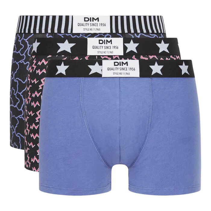 3-pack of men's stretch cotton boxers with a cloudy lightning pattern - Dim Vibes, , DIM