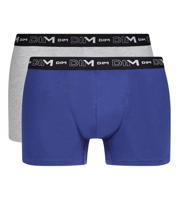 Pack of 2 Men's Blue Quartz Dim Stretch Cotton boxers, , DIM