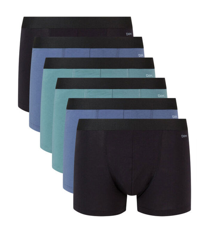 6er-Pack Boxershorts aus Stretch-Baumwolle schwarz/blau/grün - EcoDIM, , DIM