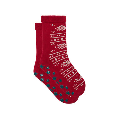 Non-slip Red Cocoon Christmas Flake Kids Socks, , DIM