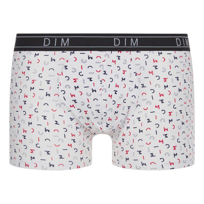 Dim Fancy men's stretch cotton white boxers with embossed logo print, , DIM