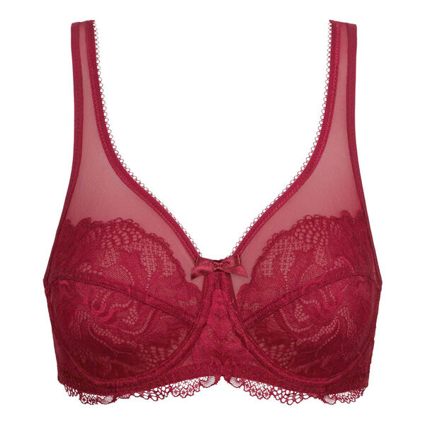 Essentiel Generous Burgundy lace and tulle full cup bra
