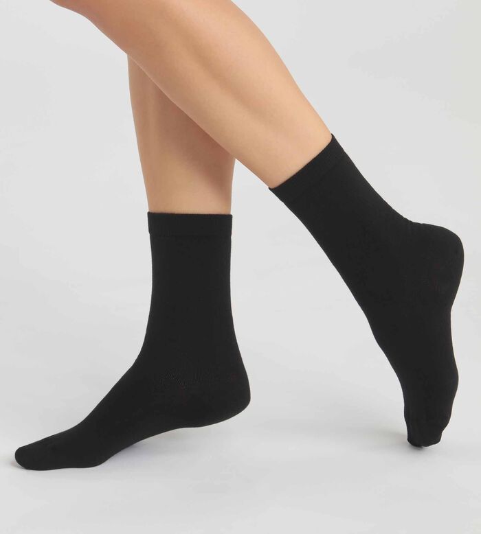 Pack of 2 pairs of black women's socks in organic cotton Dim Good, , DIM