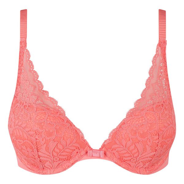 Dim Sublim Lace coral pink push-up triangle bra