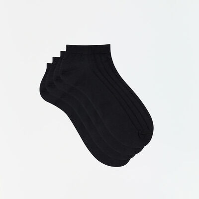 Набор 2шт.: Черные мужские короткие носки с шотландской полоской, , DIM