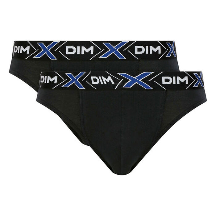 Pack of 2 pairs of black X-Temp stretch cotton briefs, , DIM