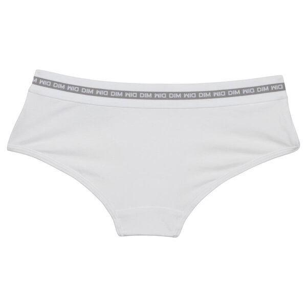 Dim Sport Girl's stretch cotton shorty white with silver print