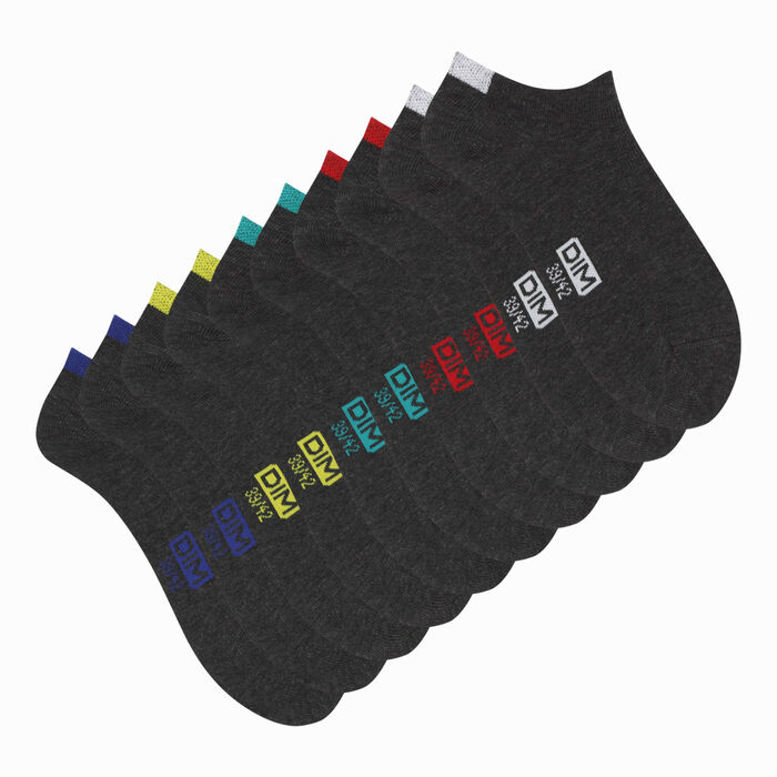 5er-Pack kurze Herrensocken aus Baumwoll-Mix grau/farbig markiert - EcoDIM, , DIM