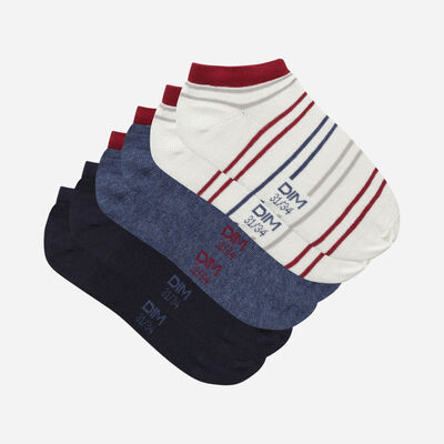 Pack de 3 pares de calcetines cortos para niños tormenta Azul Marino Coton Style, , DIM
