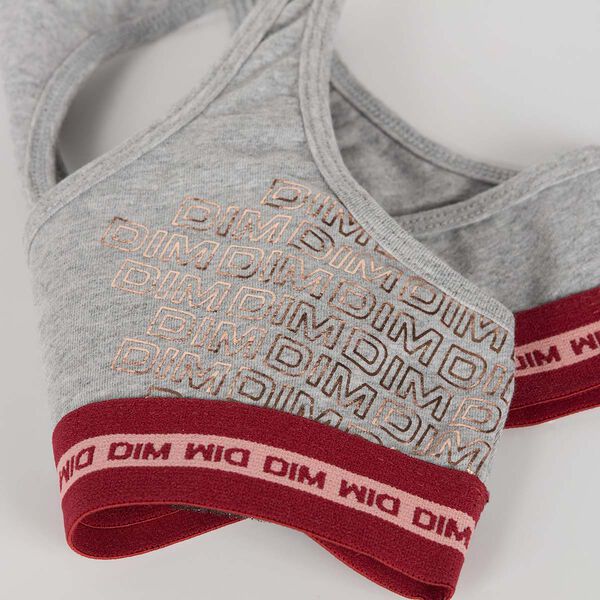 Grau mit Stretch-Baumwolle Metallic-Print Sport aus melierter Mädchen-Sport-BH - DIM