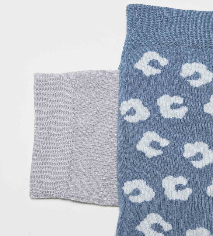 Pack of 2 pairs of women's floral socks in Fern Gray Dim Bamboo, , DIM