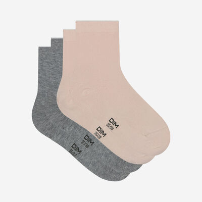 Набор из 2-х пар женских носков из базового хлопка Pink и Heather Grey, , DIM