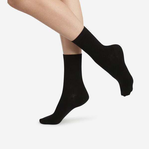 Contribuyente Ridículo Inclinarse Lote de 2 pares de calcetines negros para mujer de puro algodón