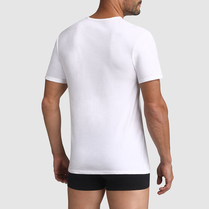 Camiseta blanca de algodón para hombre de cuello redondo Dim Basic, , DIM