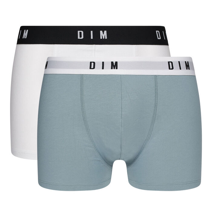 Dim Originals Pack of 2 men's Smoke Blue White  stretch cotton boxer briefs, , DIM
