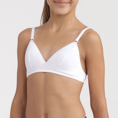 Basic Bio Girl's bra in natural cotton without underwire White, , DIM
