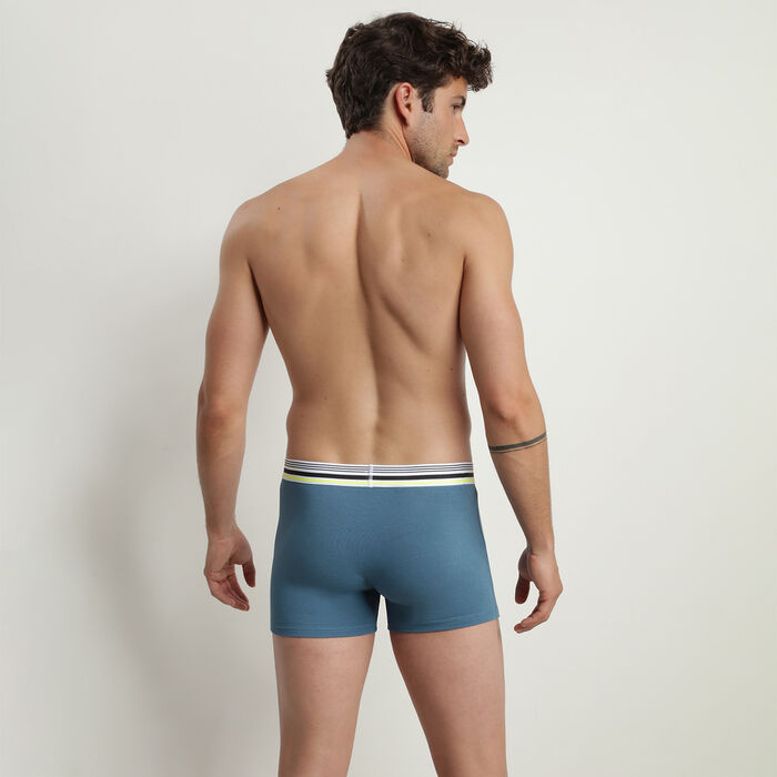 Dim Smart Men's modal cotton boxer shorts with striped waistband Blue, , DIM