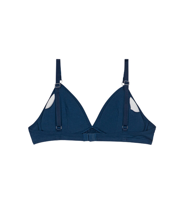 Plain Ribbed Lingerie Bra Top and Thong Set in Blue - Retro, Indie