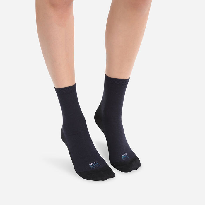 Pack of 2 pairs of ultra-resistant navy blue women's socks, , DIM