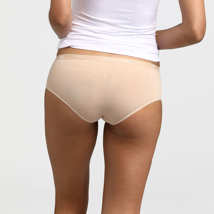 Pack of 3 pairs of Les Pockets Coton boyshorts in white/nude/black, , DIM