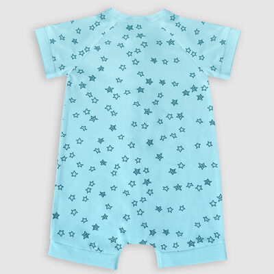 Barboteuse bébé zippée coton stretch bleu clair pluie d'étoiles Dim Baby, , DIM