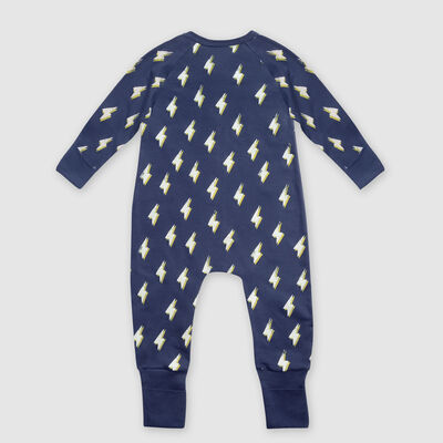 Pyjama bébé zippé coton stretch gris foncé imprimé éclair héro Dim ZIPPY ®, , DIM