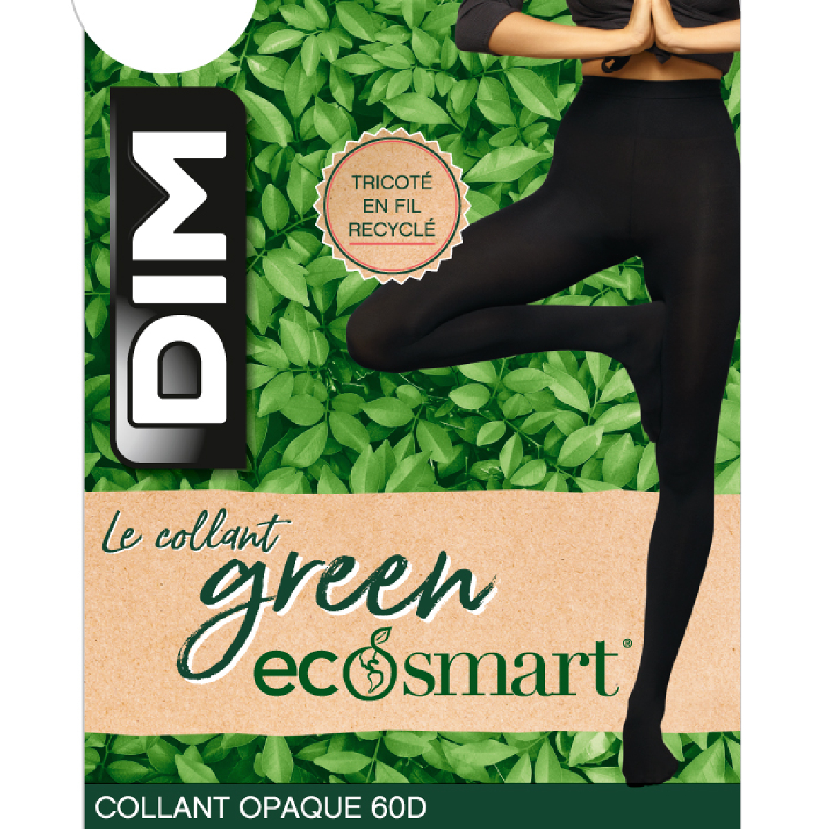 Women\'s eco-friendly recycled polyamide 60 tights in Black Green by Dim