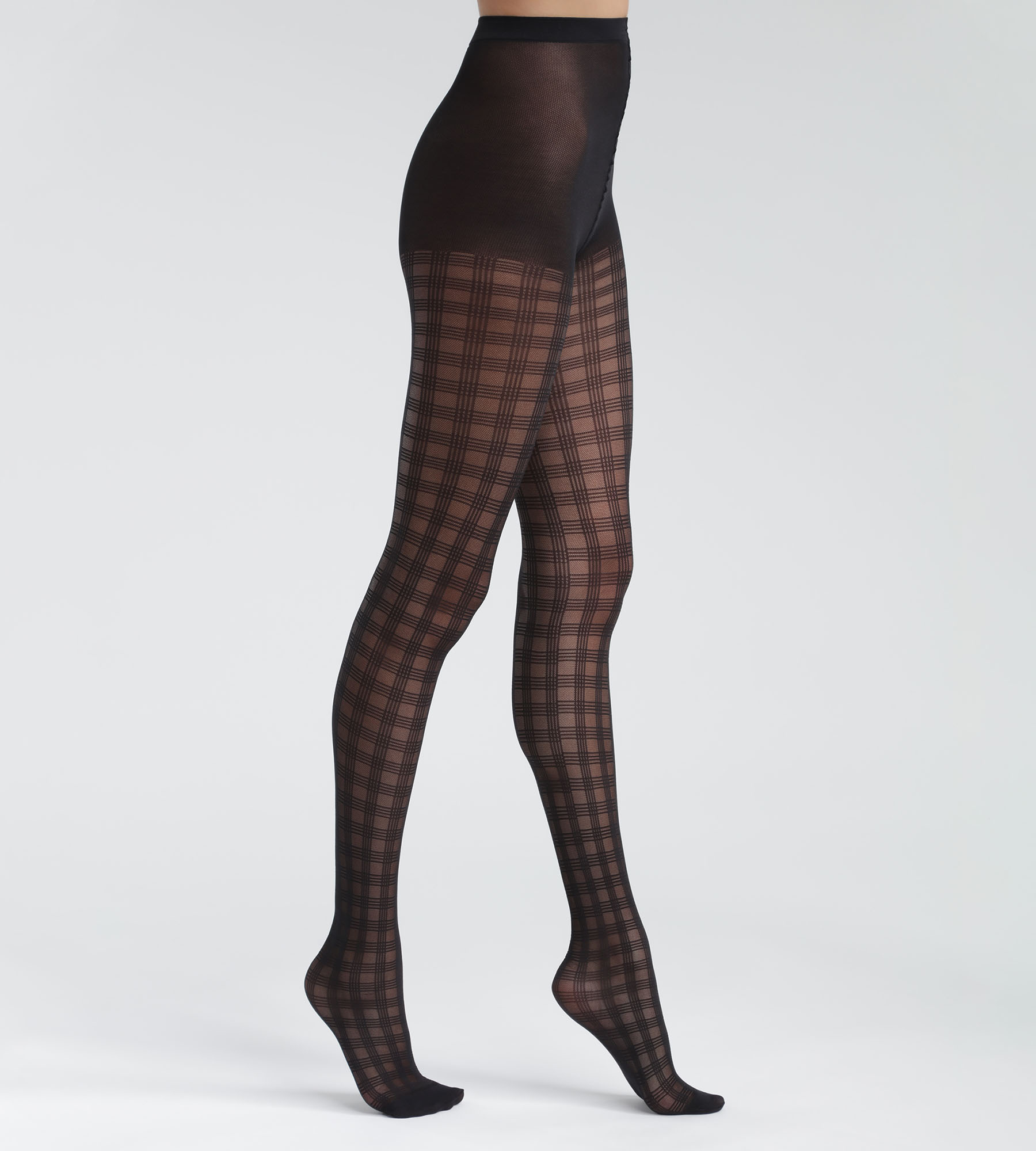Women's Black Dim Style sheer tights with a Diagonal Stripe pattern